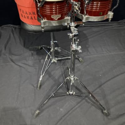 Frankie Banali's (Quiet Riot) M201-ABW LP Matador Wood Bongos, with Stand and Stenciled Case! - Almond Brown/Chrome image 3