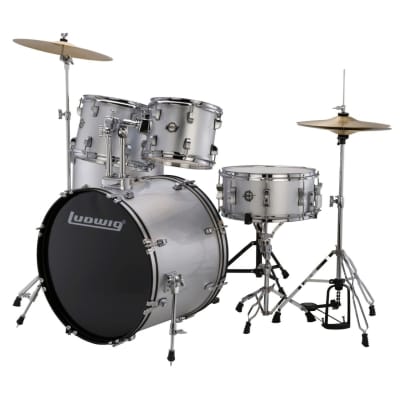 New Ludwig LC17015 Accent Fuse 5-Piece Drum Set, Silver Foil image 2