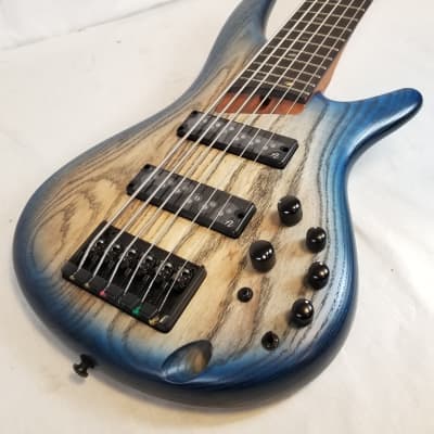 Ibanez SR606E SR Standard 6 String Bass, Ash Body, Cosmic Blue Starburst Flat image 3