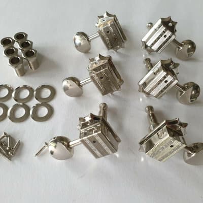 Grover deluxe vintage guitar tuners 3x Left + 3x Right nickel model 136N image 1