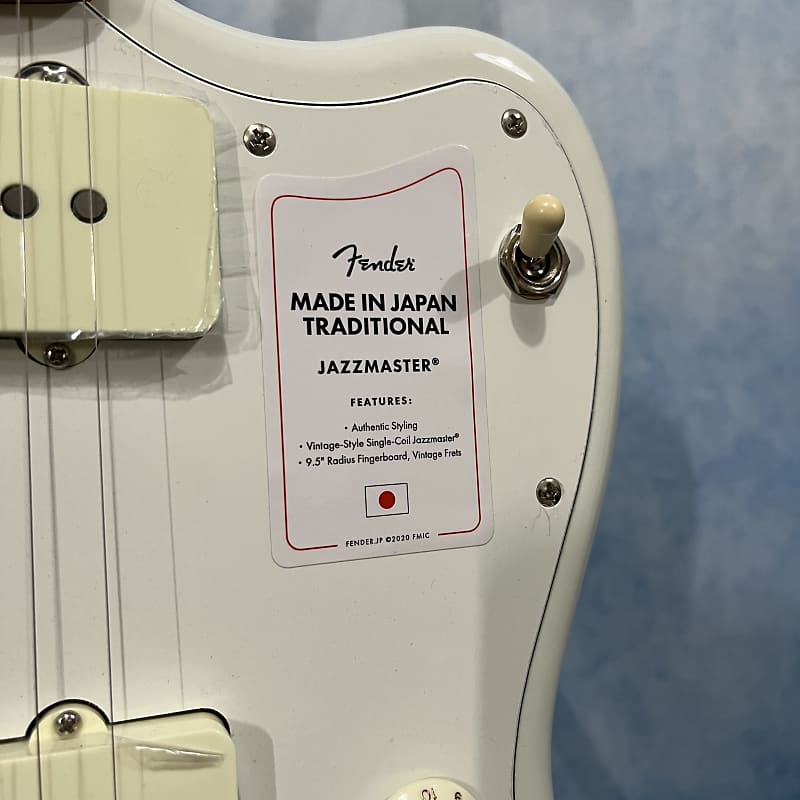 2023 Fender Japan Traditional II 60s Jazzmaster MIJ - Limited Competition  Olympic White with Blue Stripe and matching headstock