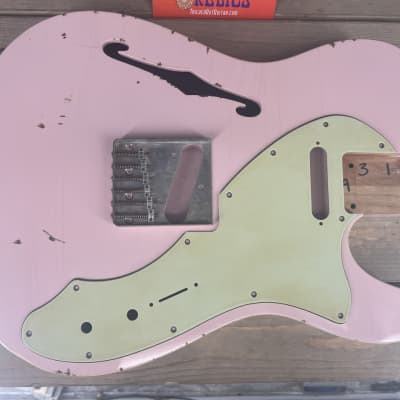 Real Life Relics Nitro 69 Thinline Tele® Telecaster® Body Double Bound Aged Shell Pink image 2