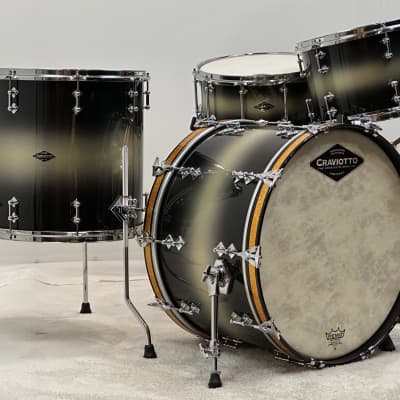 Craviotto 22/13/16/6.5x14" VIDEO Signed 2013 Solid Maple Shell Drum Set - Black/Gold Duco Sparkle Lacquer image 3