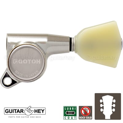 NEW Gotoh SG381-P4N Guitar Tuning L3+R3 KEYSTONE Plastic Buttons Set 3x3 - NICKEL