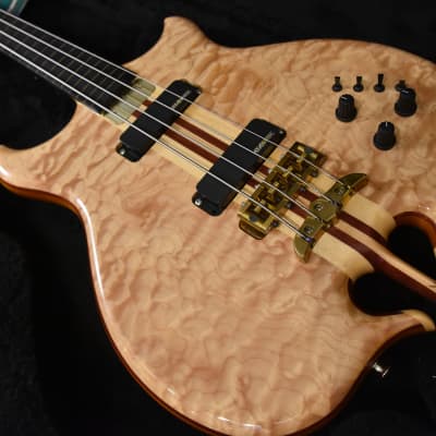 Alembic Custom Stinger Omega lined fretless Bass guitar w LED's 5A Quilted Maple image 1