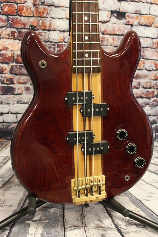 Vantage VP795B 1981 Dark Natural Bass Guitar with Case Reverb