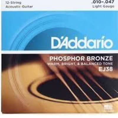 D’Addario EJ38 12-String Light Phosphor Bronze Acoustic Guitar Strings 10-47