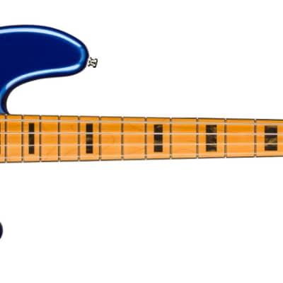 Fender American Ultra Jazz Bass Guitar, Maple Fretboard, Cobra Blue w/ Case image 2