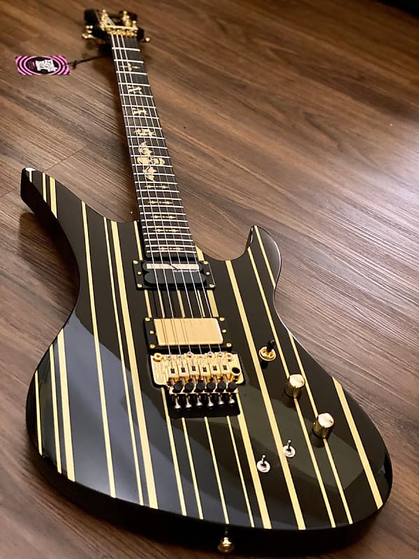 Schecter Synyster Gates Custom-S in Black with Gold Stripes | Reverb