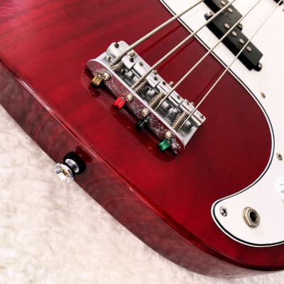 Legend Bass P-Bass Style in Standout Cadmium Scarlett Red! Nice Vintage Legend! image 7