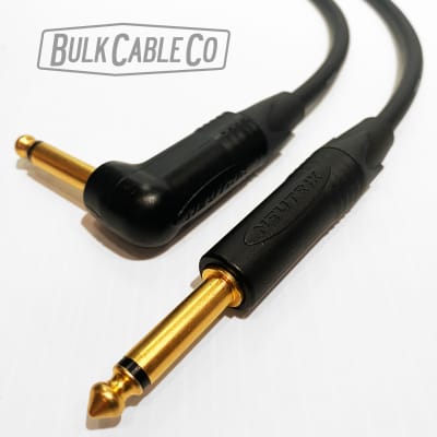 Mogami 2524 - 1 FT Guitar Cable - Neutrik Gold Connectors -  Right Angle RA Plug To Straight ST End image 5