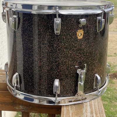 Vintage OCT 26, 1967 Ludwig 15x12 Marching Snare Drum in Black Galaxy Sparkling Pearl - Nice! image 2