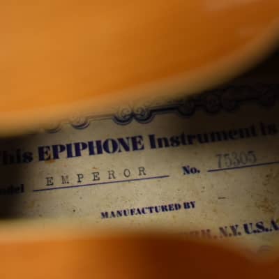 c. 1950s Epiphone DeLuxe "Emperor" Natural Finish Archtop w/OHSC image 20