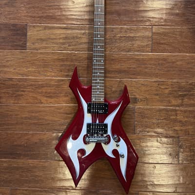 B.C. Rich Warlock Bronze Series Red w/ White Tribal | Reverb