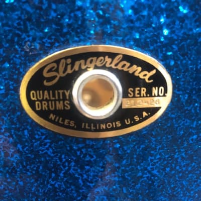 Slingerland Drum Set 60s-70s Blue/Metal Flake image 9