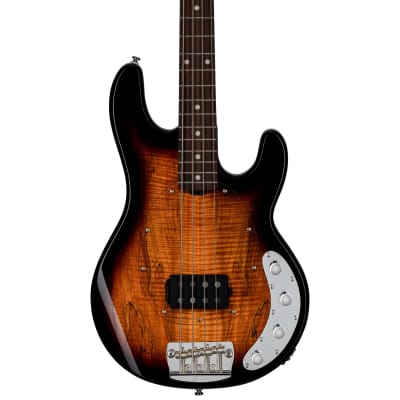 Sterling by Music Man StingRay 4-String Bass, Spalted Maple, 3-Tone Sunburst, Roasted Maple Neck (New for 2024) image 1