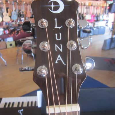 Luna Gypsy Exotic Cutaway Acoustic Electric Guitar Black/White Ebony GYP E BWE image 6