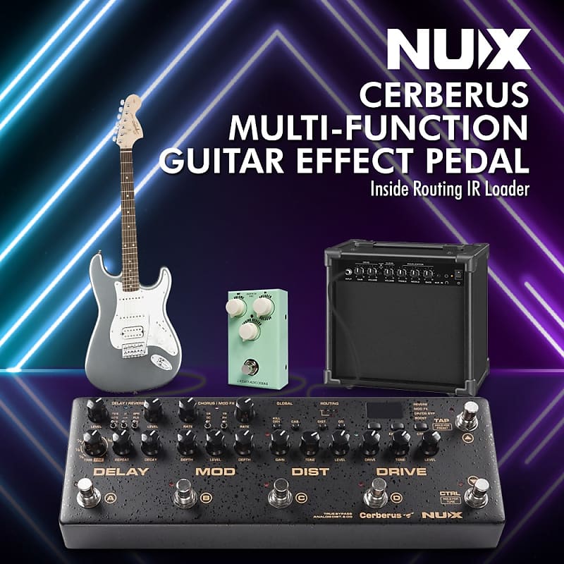 NUX Cerberus Multi-Function Guitar Effect Pedal Inside Routing IR Loader  with Analog Overdrive, Distortion Digital Delay and Modulation Effects,  Basic