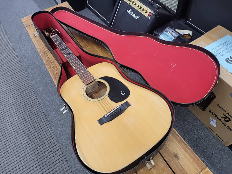 Epiphone FT-140 Dreadnought Acoustic With Case 1972 Natural MIJ image 1