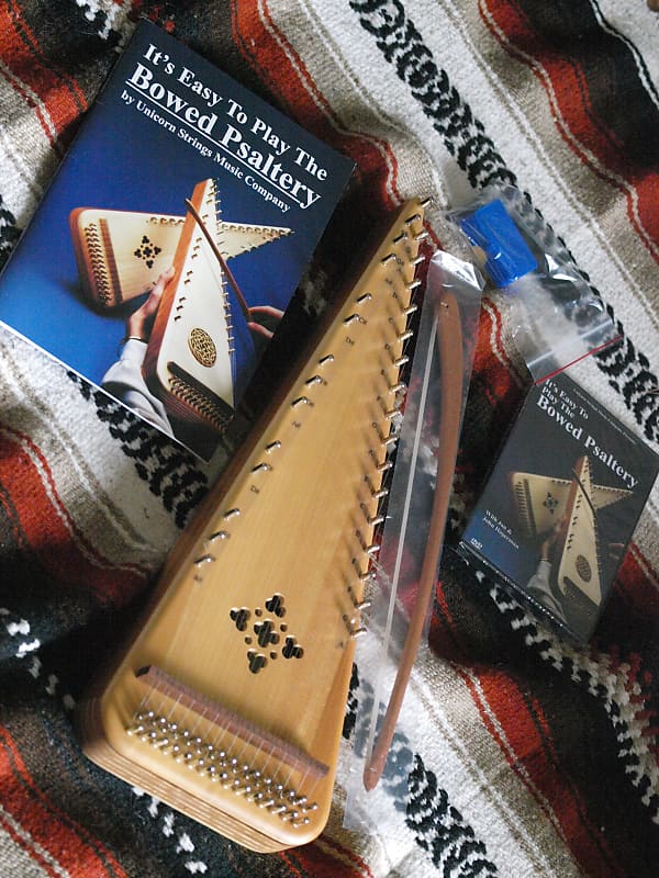 Unicorn Diamond Psaltery, bow, stand, DVD, Book, Rosin, Reverb
