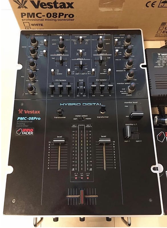 Vestax PMC 08 Pro Hybrid Digital Scratch Mixer W/Innofader, Spare Faceplate  & Original Box