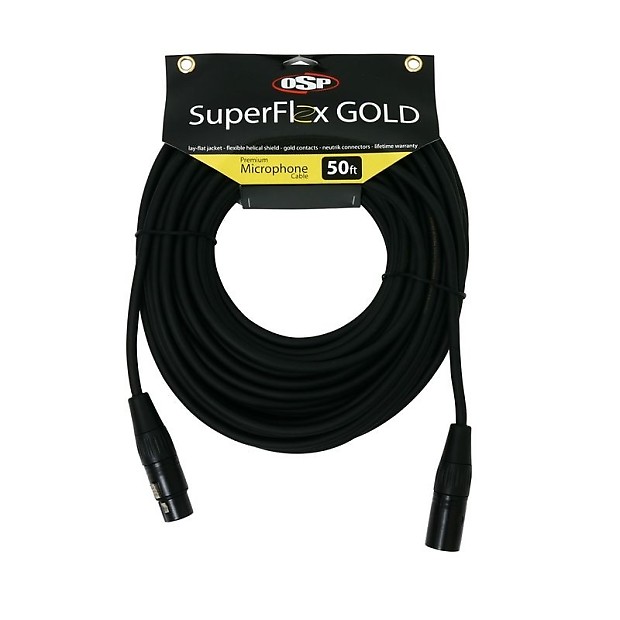 OSP SFM-50 Elite Core SuperFlex GOLD XLR Mic Cable - 50' image 1