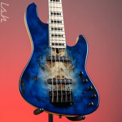 Mayones Jabba Custom EP 5 Bass Transparent Natural Fade Blue Burst Out Gloss for sale