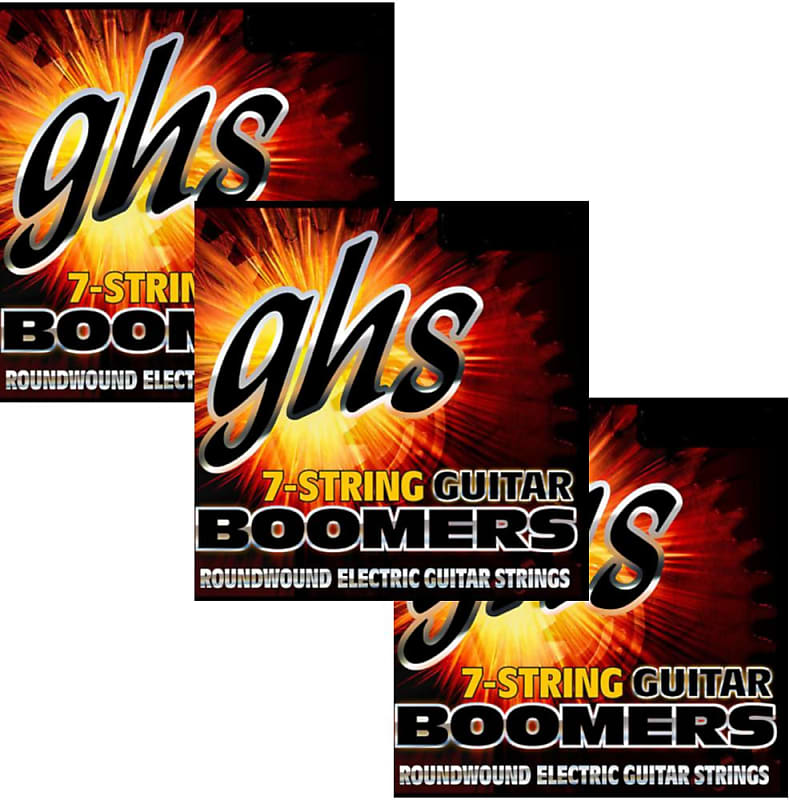 GHS Boomers Guitar Strings 3 Pack 7 String Roundwound Electric Medium Heavy 11 64