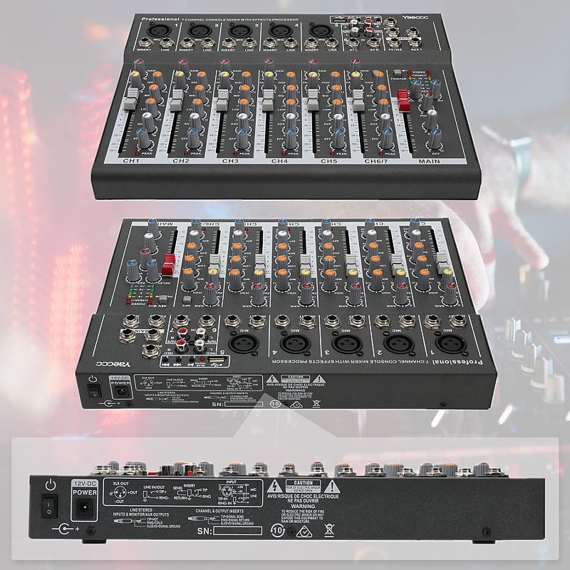 4/7 Channel Professional Powered Mixer Power Mixing Live Studio Audio Sound  DJ-Mixer Mixing Console with USB slot (7 Channel)