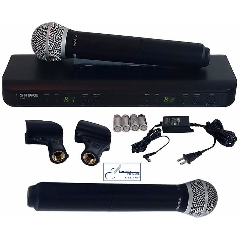 Shure BLX288/PG58 Dual Handheld Wireless Mic Pack Reverb