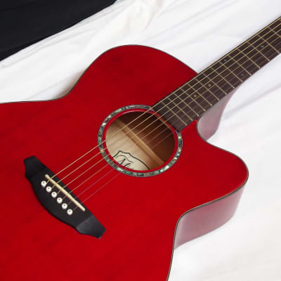 MICHAEL KELLY Series 60 JUMBO Cutaway acoustic electric GUITAR Trans Red w/ CASE - B image 4