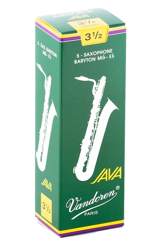 Vandoren Java (Green) Bariotne Saxophone Reeds, 5-Pack, 3.5 Strength image 1