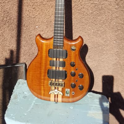 Alembic Series 1 Short scale bass 1979 Koa top. w/original Blue Alembic case.Additional Price Drop. image 5