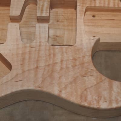 Unfinished Stratocaster Body Book Matched Figured Flame Maple Top 2 Piece Alder Back Chambered, Standard Tele Pickup Routes 3lbs 8.3oz! image 20