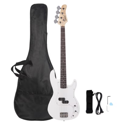 Glarry GP Electric Bass Guitar White for sale