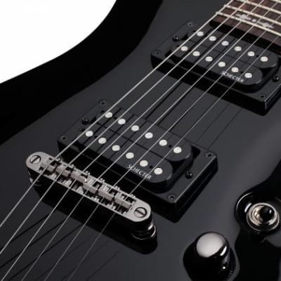 Schecter 6 String Left-Handed Electric Guitar Omen-6 Gloss Black Finish image 5