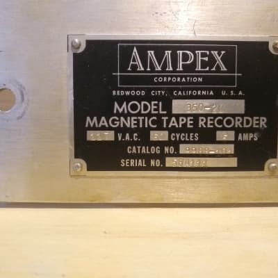 Vintage Ampex  350-2 / Original Ampex transport (1),  preamps (2),  power supplies (2), cables image 12