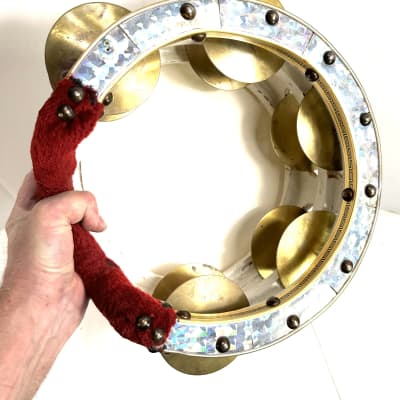 Vintage huge Egyptian tambourine percussion instrument Riq 1980s - Rainbow image 1