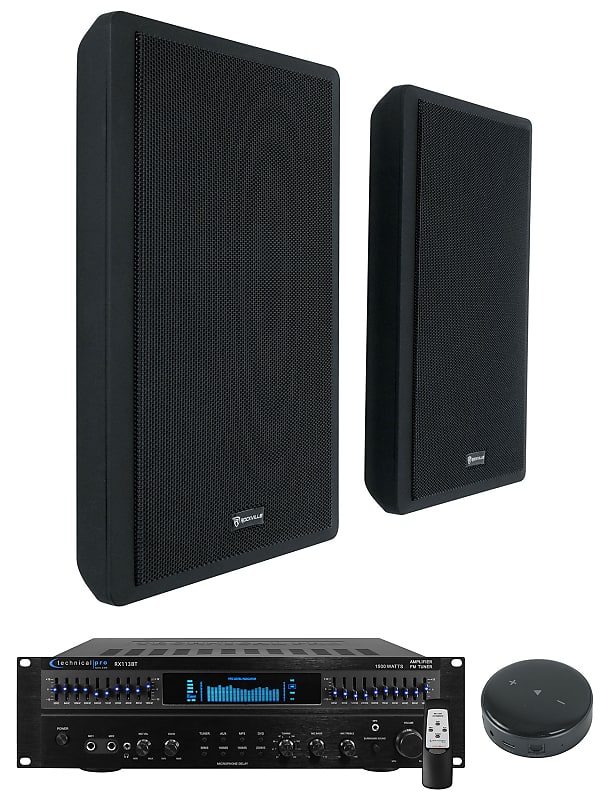 Technical Pro RX113BT Home Theater Amplifier+Wifi Receiver+2 Black Slim Speakers  			