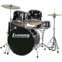 Ludwig LC1701 Accent Combo 5pc Complete Drum Set with Stands and Cymbals (Black)