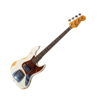 Fender 2019 1961 Jazz Bass Heavy Relic 4-Strings Aged Olympic White Time Machine for sale