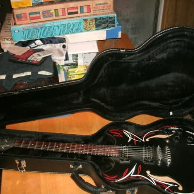 Ibanez Artcore Black With HOT ROD Pinstripes NEW CASE image 1