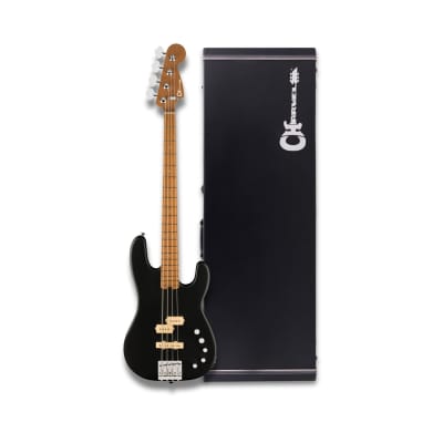 Charvel ProMod San Dimas PJ IV 4-String Bass Guitar (Satin Black) - Professional-grade Electric Bass with Precision-Jazz Pickup Configuration Bundle with Charvel Hardshell Case for sale