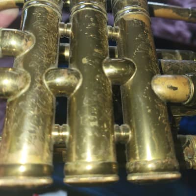 Vintage 1940's WM Frank Cornet Project brass trumpet horn with case image 12