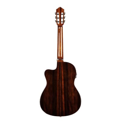 Ortega Private Room Striped Ebony Suite w/ Arm Rest Solid Top Slim Neck Acoustic-Electric Nylon Classical Guitar w/ Bag image 4