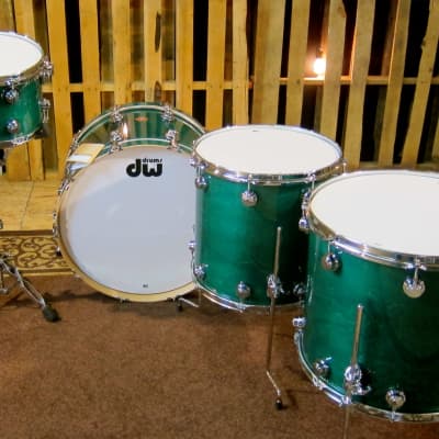 DW Jazz Series Drum Set, Maple Gum Shells, Turquoise Green Stain Lacquer Finish image 6