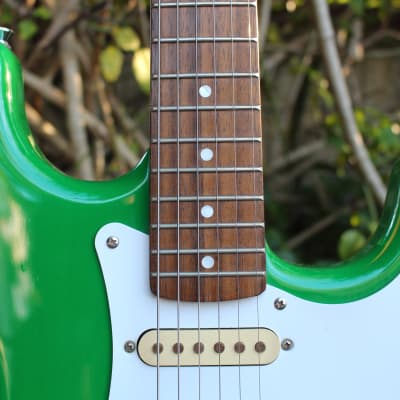 Johnson AXL S-Style Transparent Green Electric Guitar w/ Case & new Fender knobs image 16