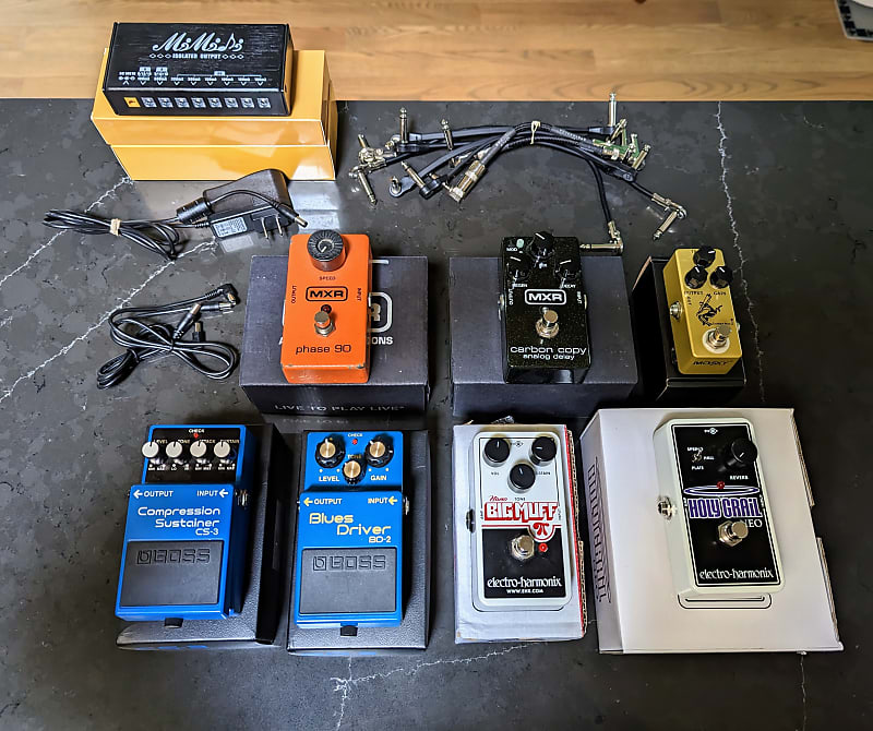 Guitar Pedal Rig - Boss MXR EHX Effects Pedals - Blues Driver, Compressor  Sustainer, Carbon Copy, Phase 90, Holy Grail Neo, Big Muff Pi