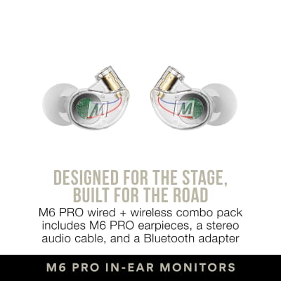 Mee Audio M6 PRO 2nd Generation Musicians’ in-Ear Monitors Wired + Wireless Combo Pack Clear image 2