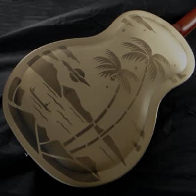 Duolian Resonator Guitar - 'Antique' Brass Hawaiian Islander Body image 5